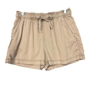 C & C California‎ Shorts Womens Large Brown Tan Drawstring Waist Pockets Lyocell